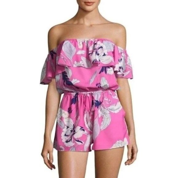 Yumi Kim Eastern Garden Pink Off The Shoulder Romper NWT size XS - Picture 1 of 8